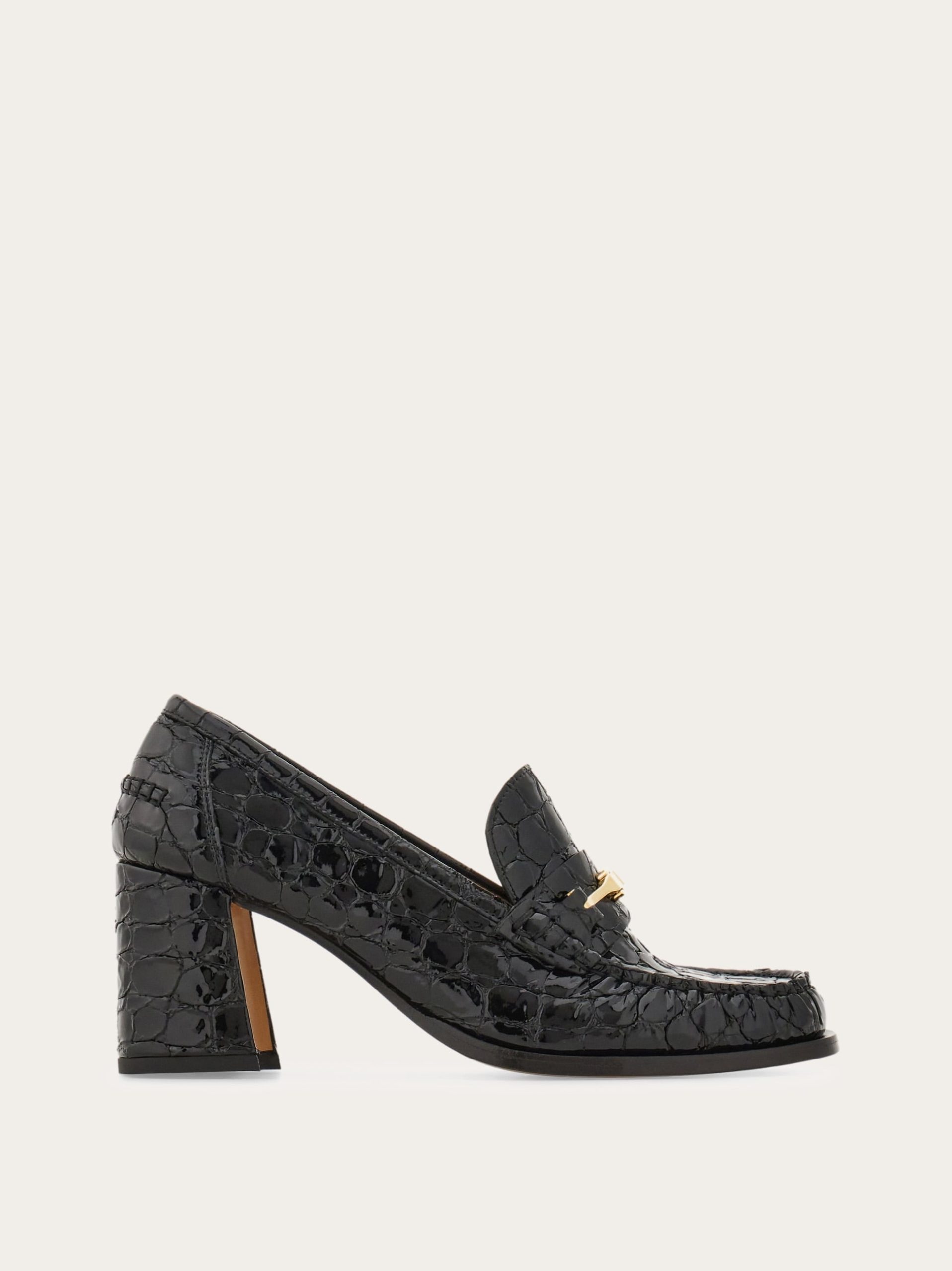 Ferragamo F buckle heeled loafer - Image 1